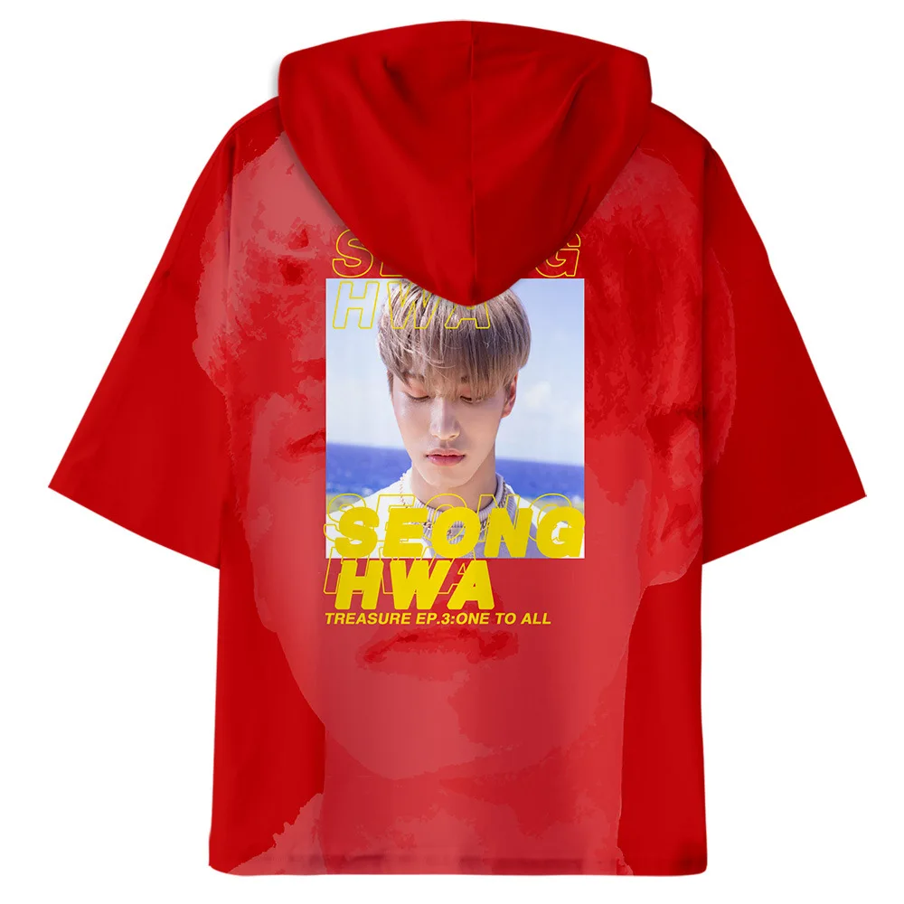 Корейская Мода KPOP ATEEZ альбом 3D печать короткий рукав с капюшоном футболка Женская Мужская Harajuku Повседневная Свободная хип хоп футболка летние топы