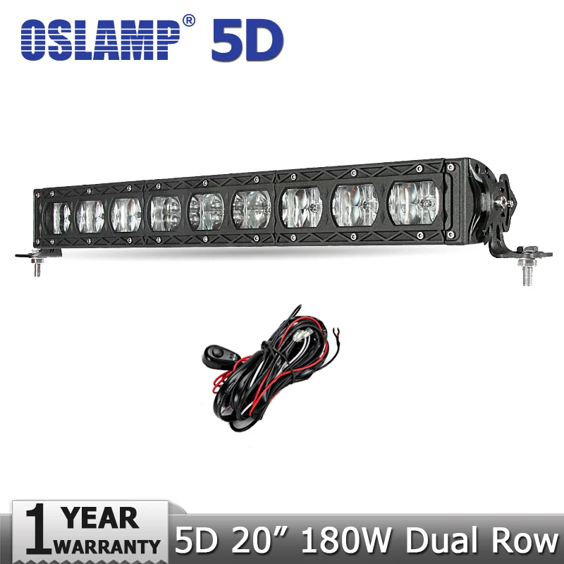 

Oslamp 20" 180W CREE Chips 5D Offroad LED Light Bar High Low Beam Led Work Light Bar 12v 24v Truck SUV 4X4 4WD ATV Driving Lamp