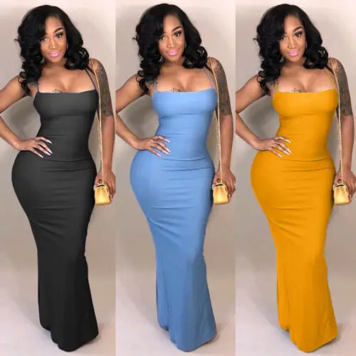 

2019 Hot Sale Sexy Summer Dress WOMEN CAMI MAXI DRESS Backless BodyCon Tight Long Camisole Top PLUS SIZE For Night Club S-XXXL