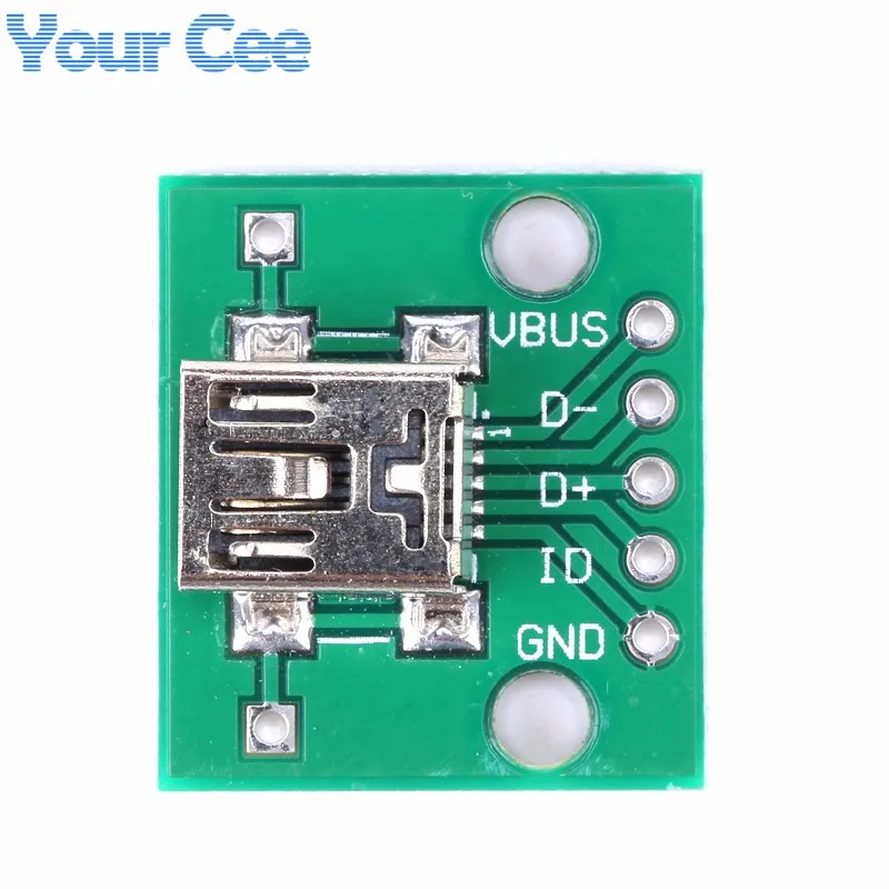 Mini USB to DIP Adapter Plate Converter for 2.54mm PCB Board DIY Power Supply Female head (1)