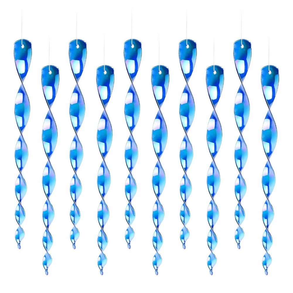 

Bird Repellent Reflective Scare Rods-Ornamental Spiral Hanging Woodpecker Deterrent Device(12inch Blue) Pack of 10