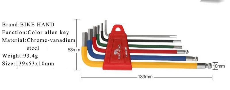 Многоцветный набор инструментов для ремонта велосипеда шестигранный ключ шаровое окончание комплект велосипед ручной инструмент MTB дорожный велосипед Многофункциональные инструменты 2/2. 5/3/4/5/6 мм шестигранный ключ, дюймовый стандарт