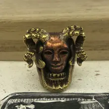 EDC инструменты латунные ножи бусины медь череп рога бусы на шнурок Паракорд Нож многофункциональный брелок кулон#78