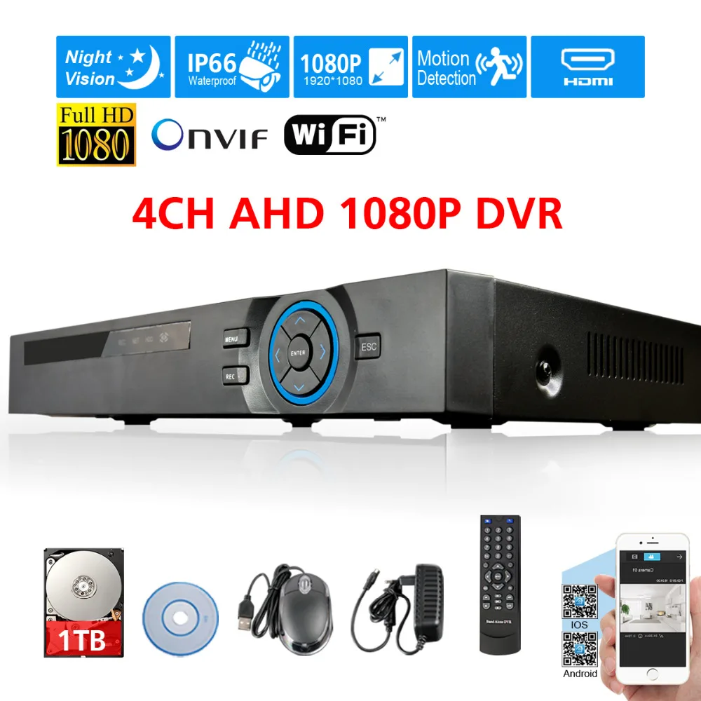 CCTV Full HD 4 канала 1080 P AHD-H DVR рекордер 1920*1080 p 2mp видео NVR для AHD IP камеры безопасности 3g