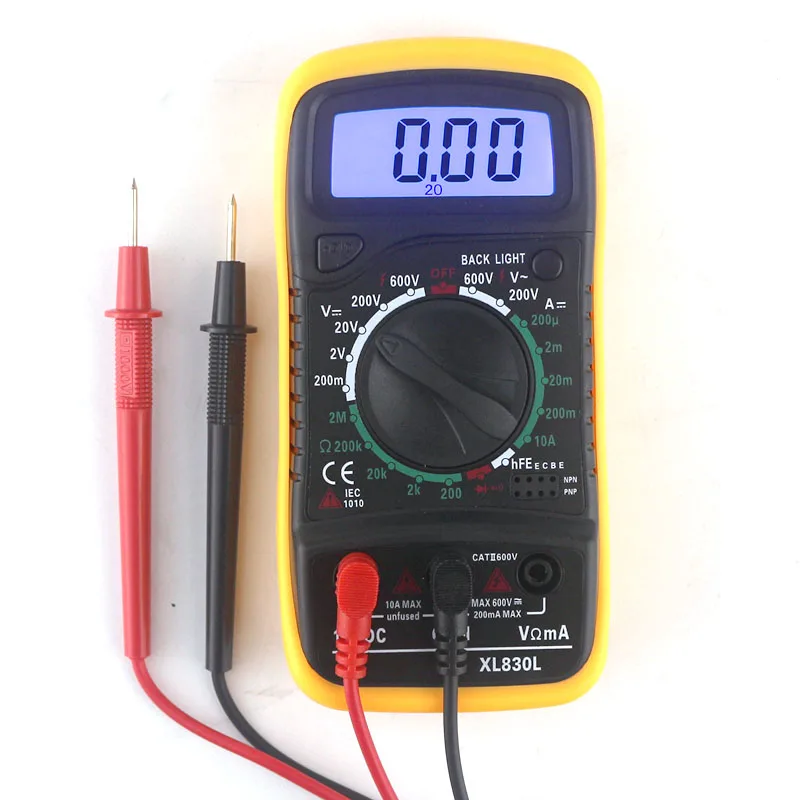 

XL830L Digital Multimeter Portable Multi meter AC/DC Voltage Amp Current Resistance Tester Meter Blue Backlight