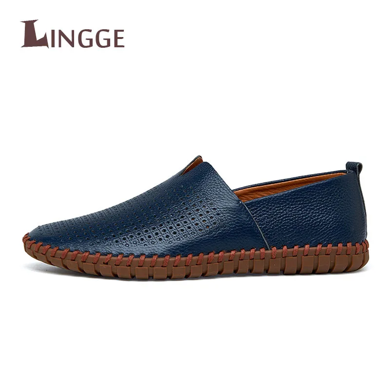 

New 2019 Soft Genuine Leather Men Loafers Flat Shoes Casual Moccasins Men Flats Plus Size 45