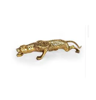 

YM 305 13" BRASS Collect Leopard Panther Cheetah Run Statue copper statue decoration