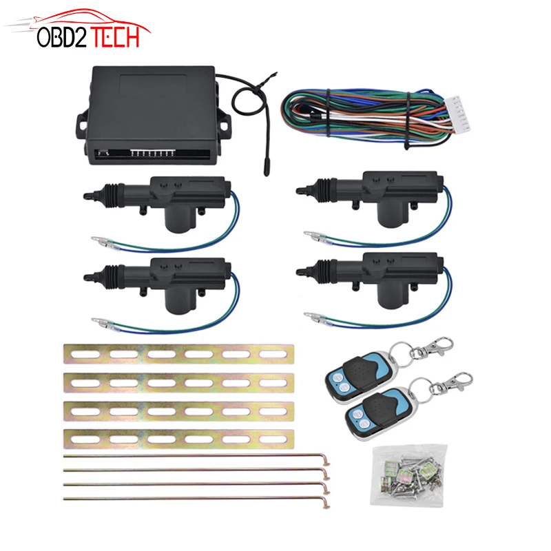 Goedkoop Volledige Set 4 Deur Afstandsbediening Keyless Entry Centrale Vergrendeling Vergrendeling Kit met Auto Alarm Lint Kit Centrale Motor