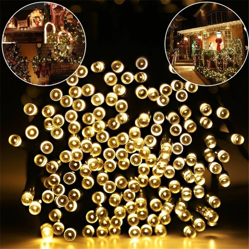 Solar string light 10M/20M Lights Garden Christmas Lights Holiday Outdoor Fairy Lights Waterproof rgb whtie blue Wedding holiday string curtains 2 pcs 100x250 cm blue