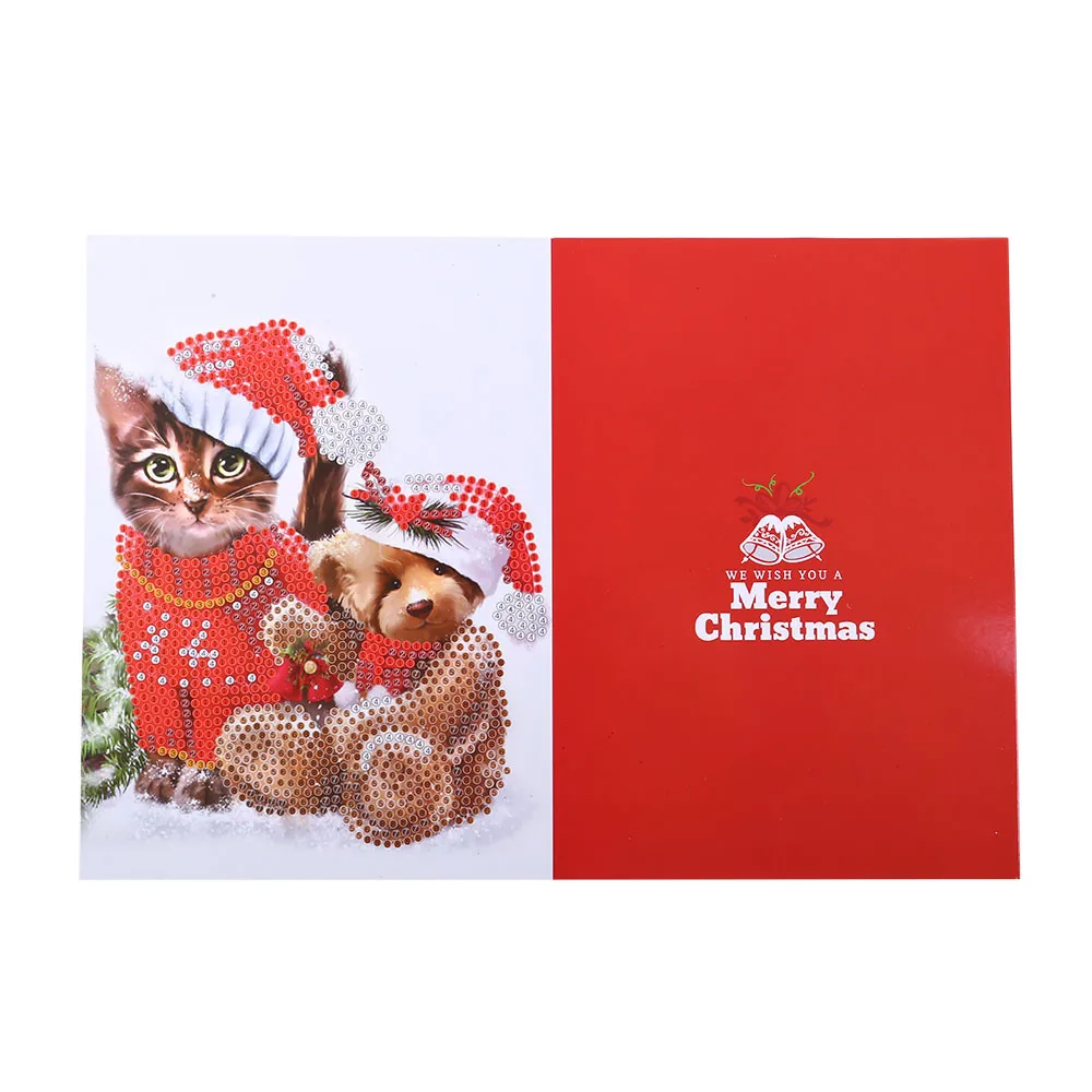 

5D DIY Diamond Painting Cartoon Paper Greeting Postcards Craft Kids Festival Greet Cards Mini Santa Claus Merry Christmas #LL