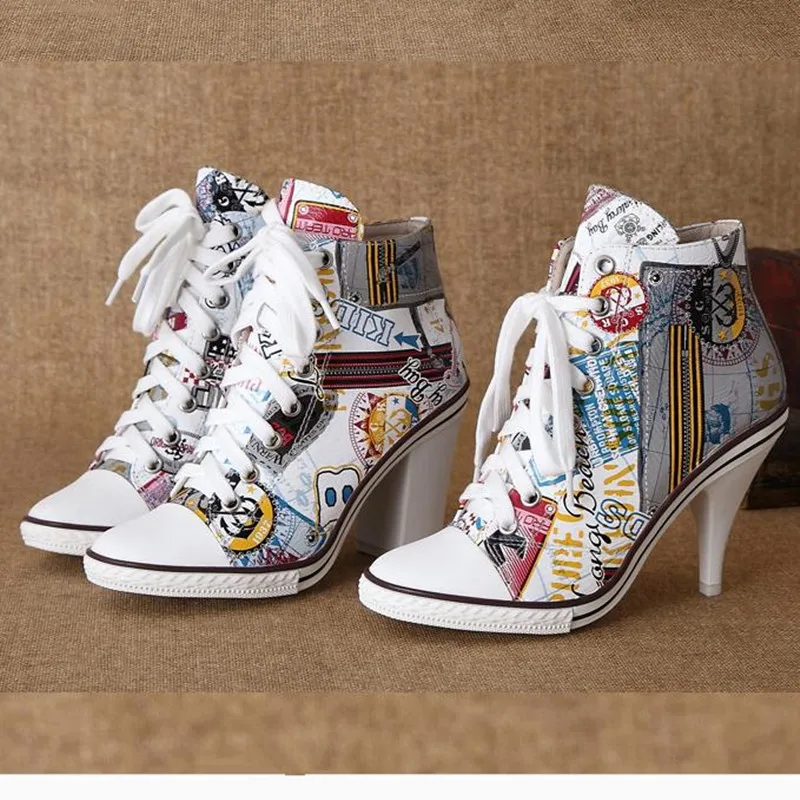 

Fashion printed high heels Casual cross strap thick heel women's boots Leather tip head Ladies Shoes ankle boots short boots