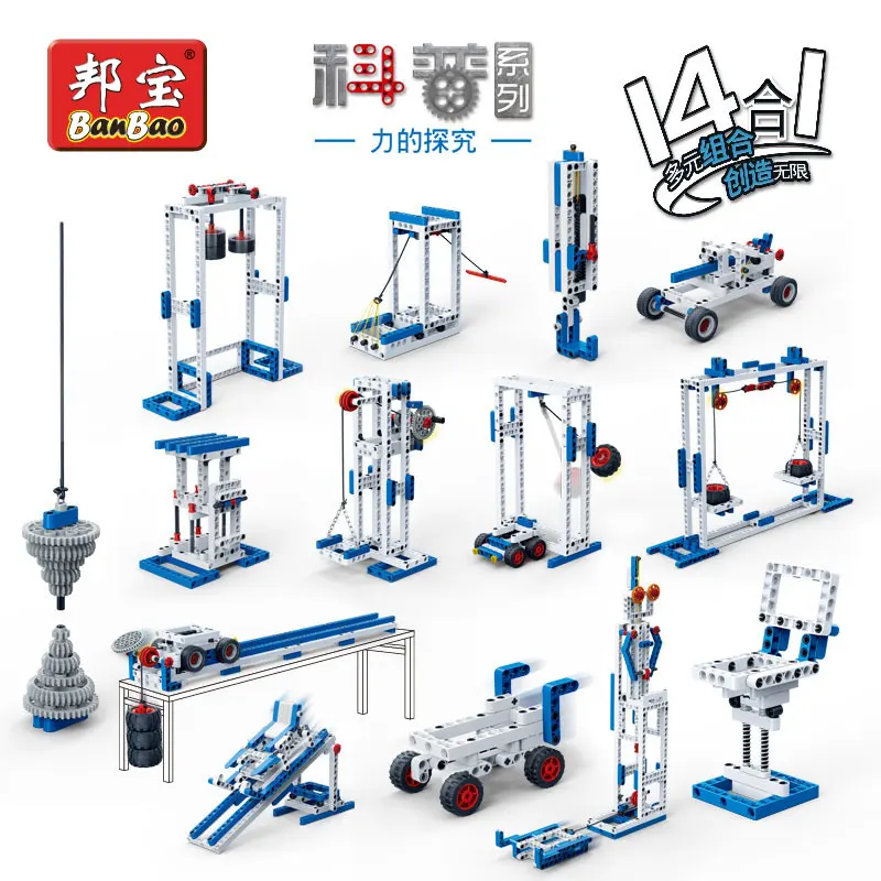 BanBao Force power Science Technic Experiment зубчатые блоки Обучающие кирпичи модель строительные
