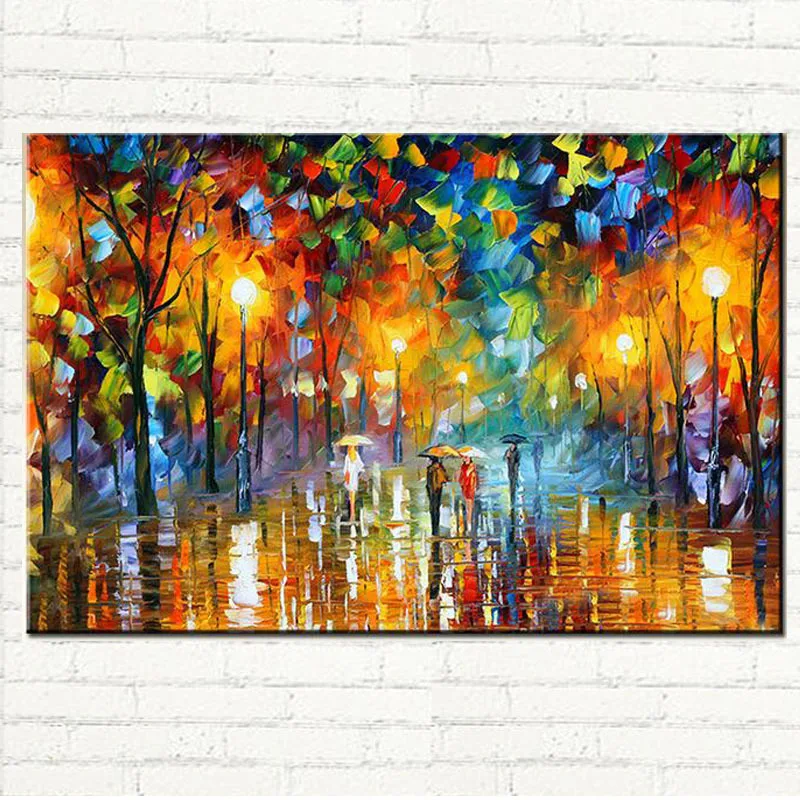 

Landscape Oil Painting Lovers Rain Tree Tree Lamp On Canvas Wall Art Picture For Home Decoration Wall Decor 100% Hand Painted
