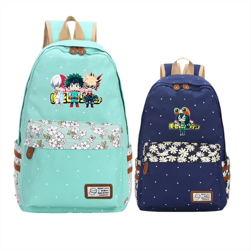 

My Hero Academia Anime Printing Laptop Backpack Midoriya Izuku Cosplay School Bags Flowers Women Cute Bagpack Bookbag Rucksack