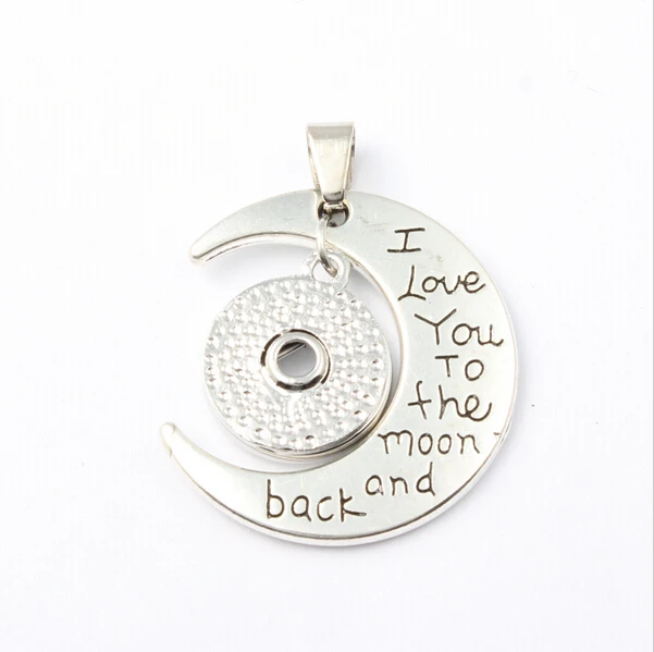 Fashion Ginger Snaps Necklace Jewelry I Love You To The Moon And Back Necklace With 50Cm Chain Fit Mini/Big Snap Button 8pcs 2