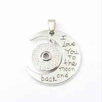 Fashion Ginger Snaps Necklace Jewelry I Love You To The Moon And Back Necklace With 50Cm Chain Fit Mini/Big Snap Button 8pcs 2