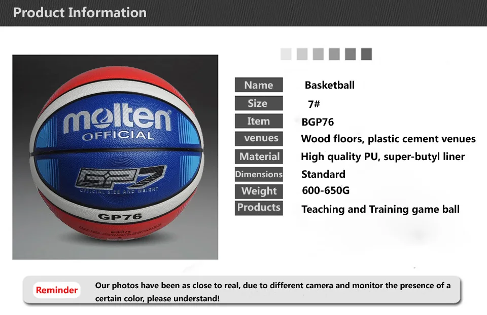 Molten Size 7/6/5 Basketball Ball with Net + Ball Needle