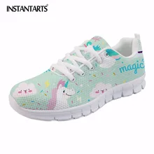 INSTANTARTS новые модные женские туфли сетки обувь на плоской подошве с рисунком лошадки узор комфорт свет на шнуровке кроссовки обувь плюс размеры 35–43