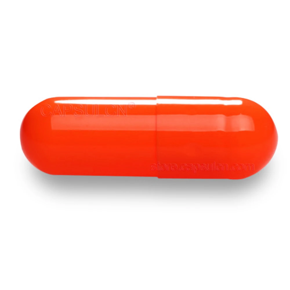 

(2000pcs/pack) Size 00 Orange Red Colored Gelatin Capsule Empty Capsule, Joined Capsule