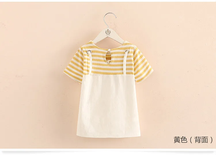 2018 Summer Little Kids Children Short Sleeve Striped Fake Two Pcs Suspenders Dresses For Girls of 2 4 6 8 10 12 Years old (3)
