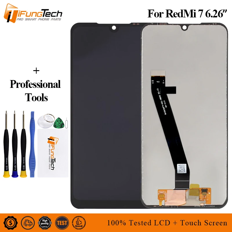 

5PCS Tested Working LCD for Xiaomi Redmi 7 LCD Display Screen Touch Digitizer Assembly Redmi 7 LCD Display Repair Parts + Tools