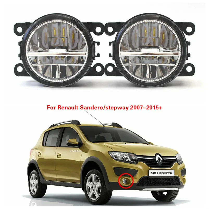 

For Renault Sandero/stepway 2007-2015+ High brightness white LED Fog lamps DRL Lens fog-proof light h11 12v  6w Car-covers