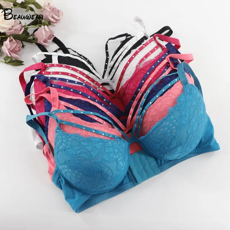 

Beauwear Sexy Lace Bralette Racerback Floral Bras For Women B C Underwire Lingerie Elastic Bandage Bra Female Beauty Brassiere