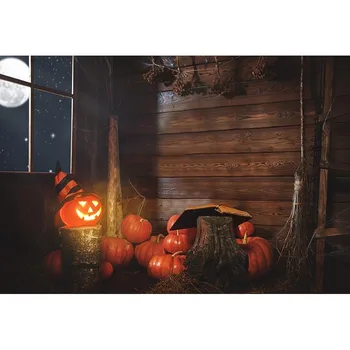 

Halloween Custom Background Vinyl Photography Pumpkin Lamp Night Background Children Backdrops for Photo Studio HA-250