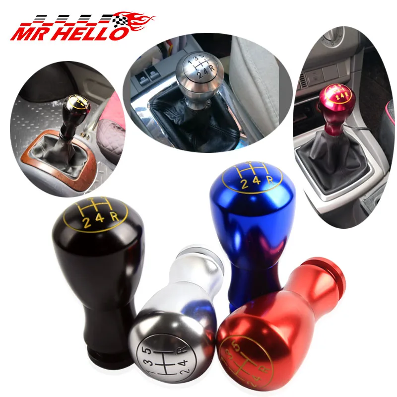 

New Arrival Universal Aluminum Sliver Color High Quality Polished Manual Transmission 5 Speed Car Gear Shift Knob Sticker Cover