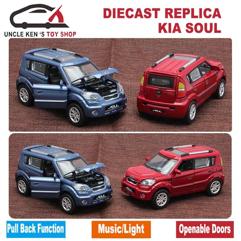  Diecast Kia Soul Scale Model Car Kids Metal Brand Toys Collection Gift With Openable Door/Pull Back