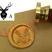 Свадебные приглашения запечатывание воск штамп заказчик персонализированные инициалы воск печать штамп пользовательский олень монограмма