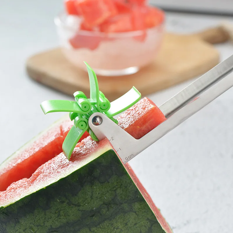 Fruit Slicer Stainless Steel Watermelon Cutter Split Cut Flower Kitchen Fruit Knife Melon Slicer Fruit Dicing Machine Salad Tool