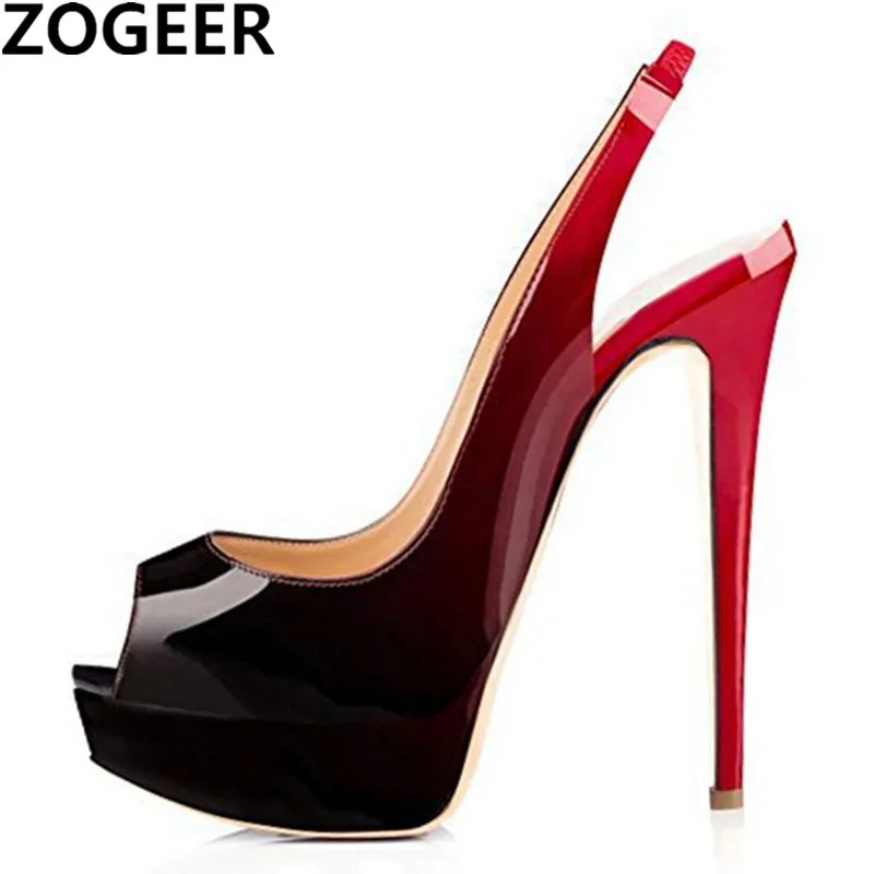

Plus Size 48 2019 Summer Peep Toe Women Sandals Sexy High Heel Sandal Platform PU leather Party Wedding Shoes Woman