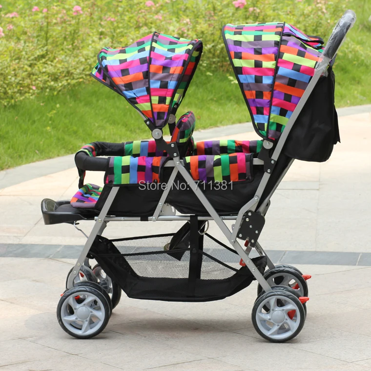 Hot Sale Twin Baby Carriage Two Seats Easier To Carry For Parents 6 Colors Twins Infant Stroller