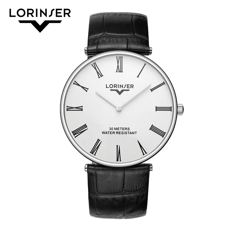 

Men's Watch Quartz Stainless Steel Male Clock Lorinser Top Brand Luxury Genuine Leather Strap Minimalist Waterproof Wristwatches