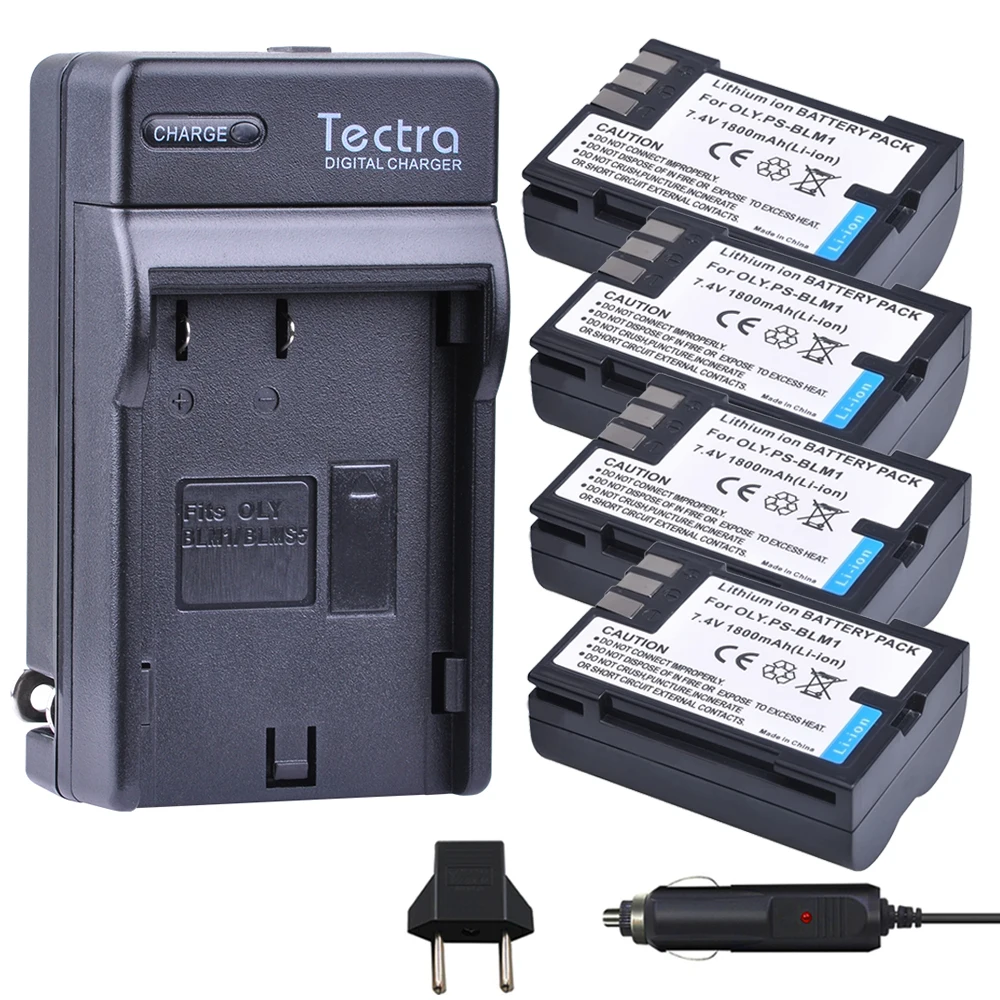 

Tectra 4Pcs PS-BLM1 PS BLM-1 Li-ion Bateria + Digital Charger for Olympus C-5060 C-7070 C-8080 E-30 E-300 E-330 E-500 E-510