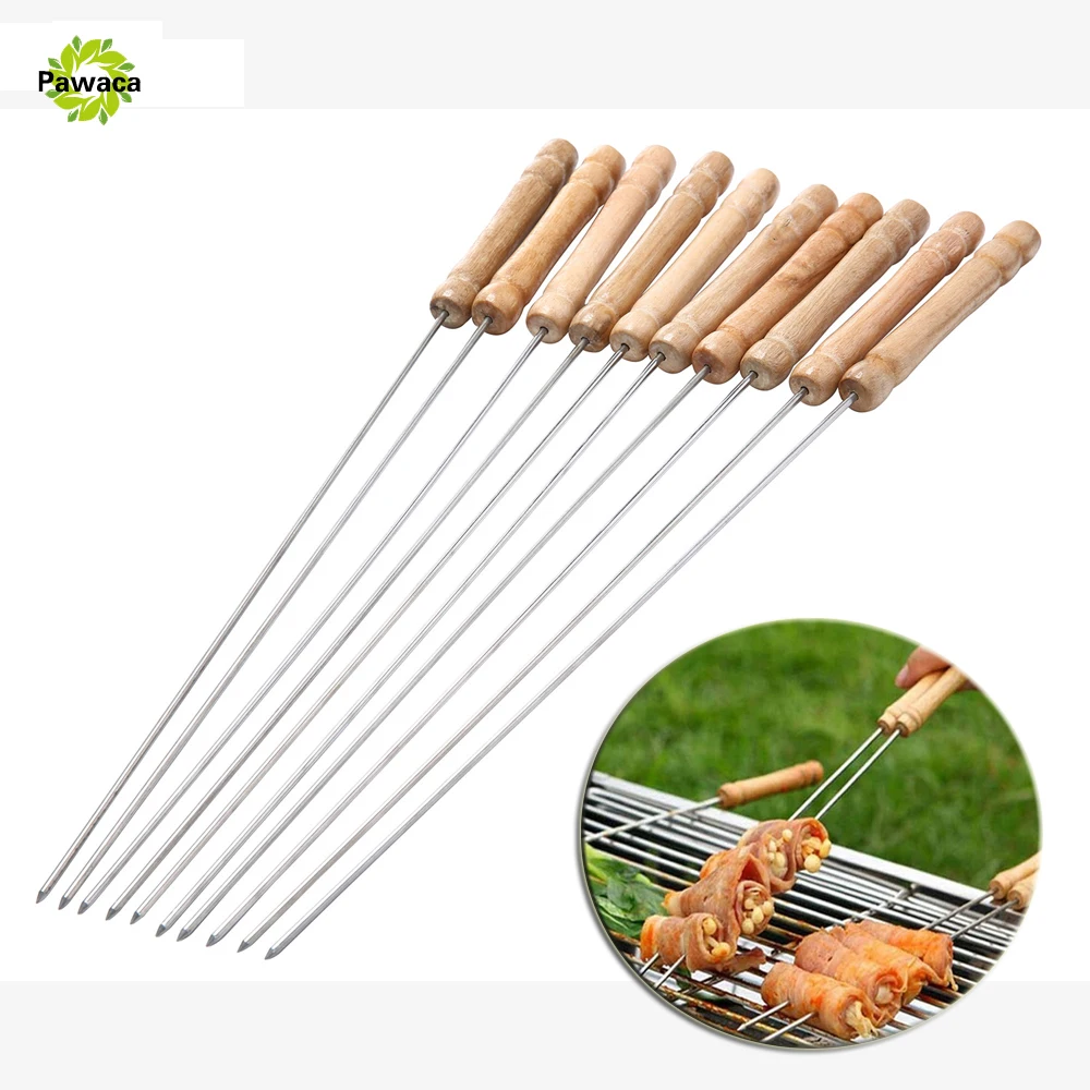 10pcs/set BBQ Grill Sticks Outdoor Picnic Portable Barbecue Skewers