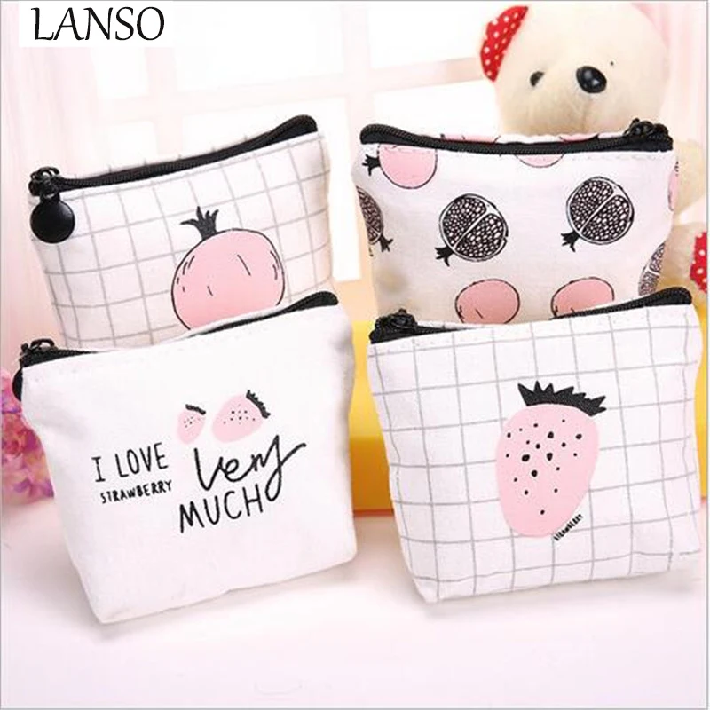 

4 Pcs / Set Cute Cartoon Canvas Coin Purse Wallet Large Capacity Jelly Keychain Bag Lovely Purse For Teenagers Or Children Gift