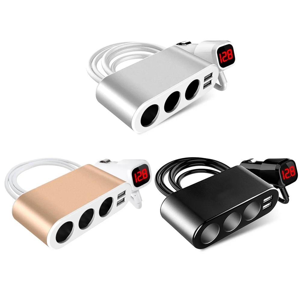 3-Порты и разъёмы 12/24V Зарядное устройство Универсальный двойной USB ЖК-дисплей Дисплей вольтметр гнездо для автомобильного прикуривателя Разветвитель Мощность адаптер Зарядные устройства для автомобиля