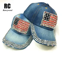 [Rancyword] ковбойская шляпа американского флага женский рюкзак шапки алмазные шляпы с мозаикой для леди моющийся ковбой шапка для женщин RC1062