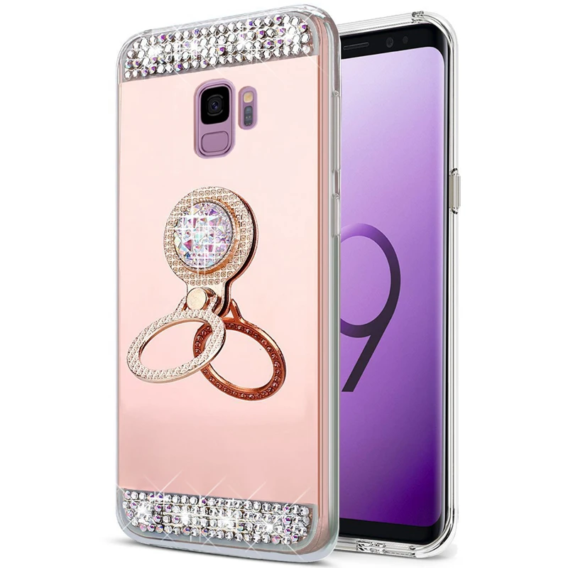 Чехол для Samsung Galaxy S9 Funda с бриллиантовым блестящим зеркалом мягкий силиконовый