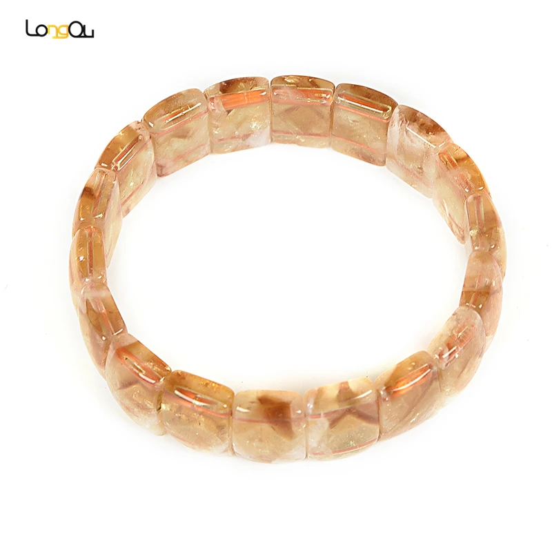 

Golden transparent yellow crystal pyramid crystal square bracelet, unique high-end yellow stone and crystal pyramid atmos