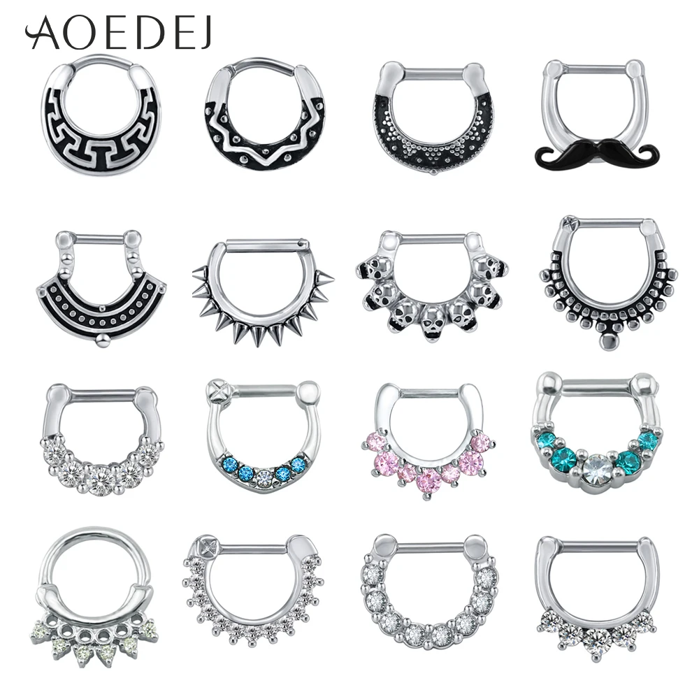 

AOEDEJ 16G Stainless Steel Septum Clicker Nose Septum Helix Piercings Nariz Septum Round Shape Mustache Nose Clicker Piercings
