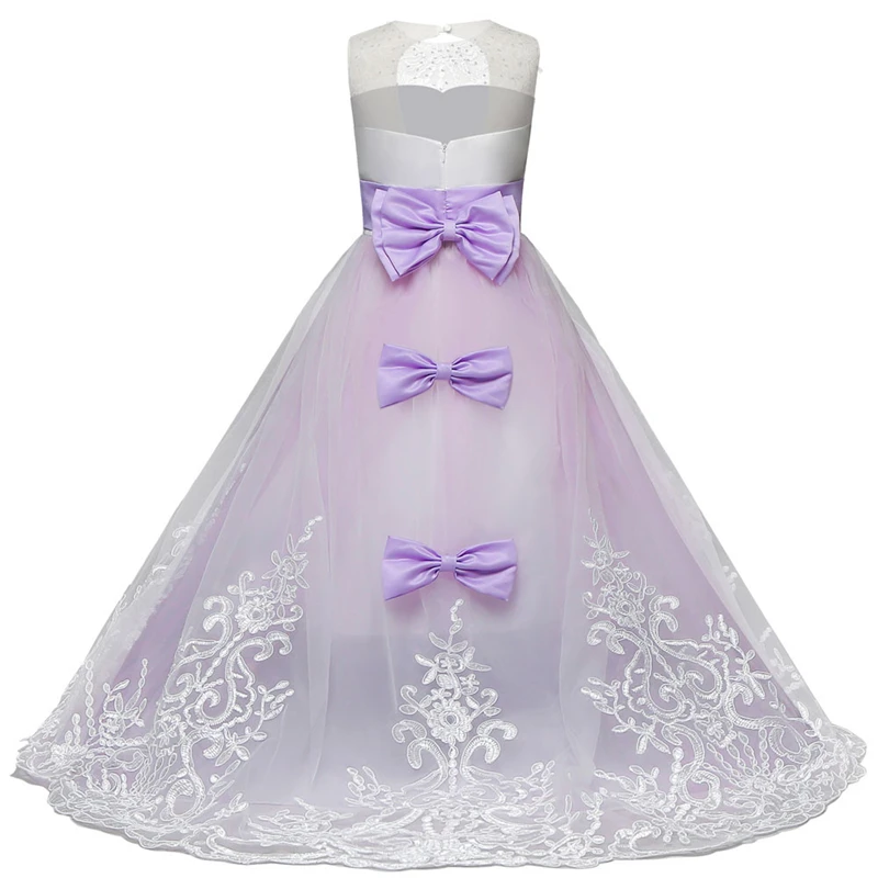  Long Dress Girl Summer Lace Girl Princess Bridesmaid Pageant Tutu Tulle Gown Party Wedding Dress Kids Dresses For Girl V4# (8)
