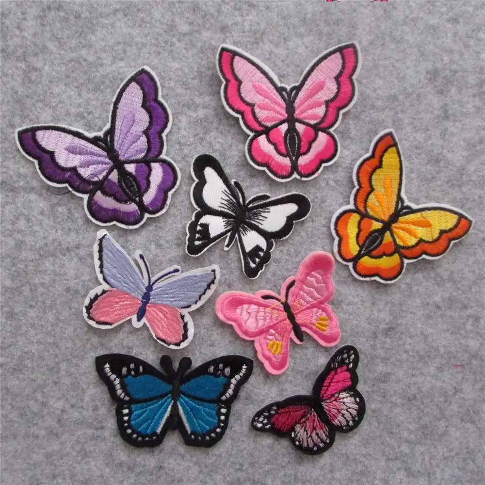 

2016 year high quality butterfly fashion style hot melt adhesive applique embroidery patches stripes DIY clothing accessory