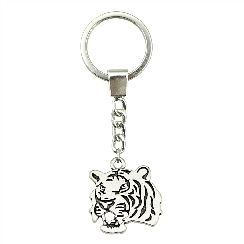 Tiger Keyring Tiger Keychain 27x24mm 2 Colors Antique Bronze Antique