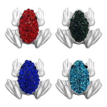 

New Fashion Colorful lovely frog Rhinestone&Clay manual 18MM snap buttons DIY snap jewelry fittings Beauty KZ2126