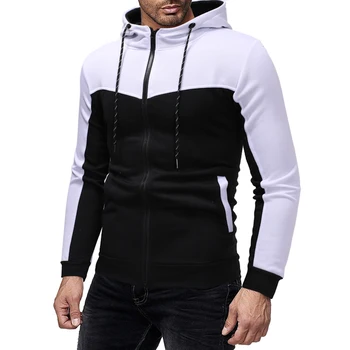 

Men's Casual Slim Zipper Hoodie Stitching Design