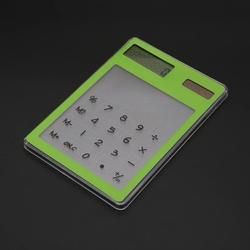 Тонкий ЖК-дисплей 8-разрядный Дисплей научный калькулятор прозрачный Сенсорный экран Солнечный Калькулятор для школы и офиса