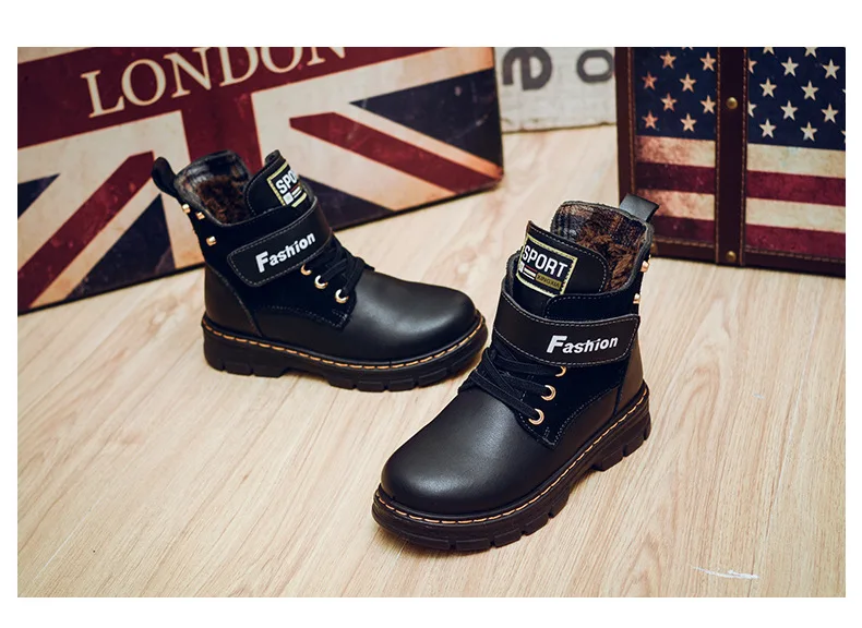 NEW Girls Martin Boots Boys Shoes botte enfant fille PU Leather Children Boots Fashion Toddler Kids Boots Warm Winter Boots